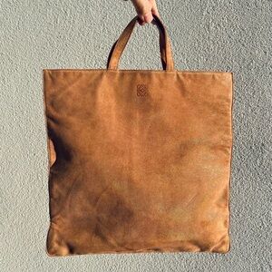 Loewe shiny tote bag suede leather